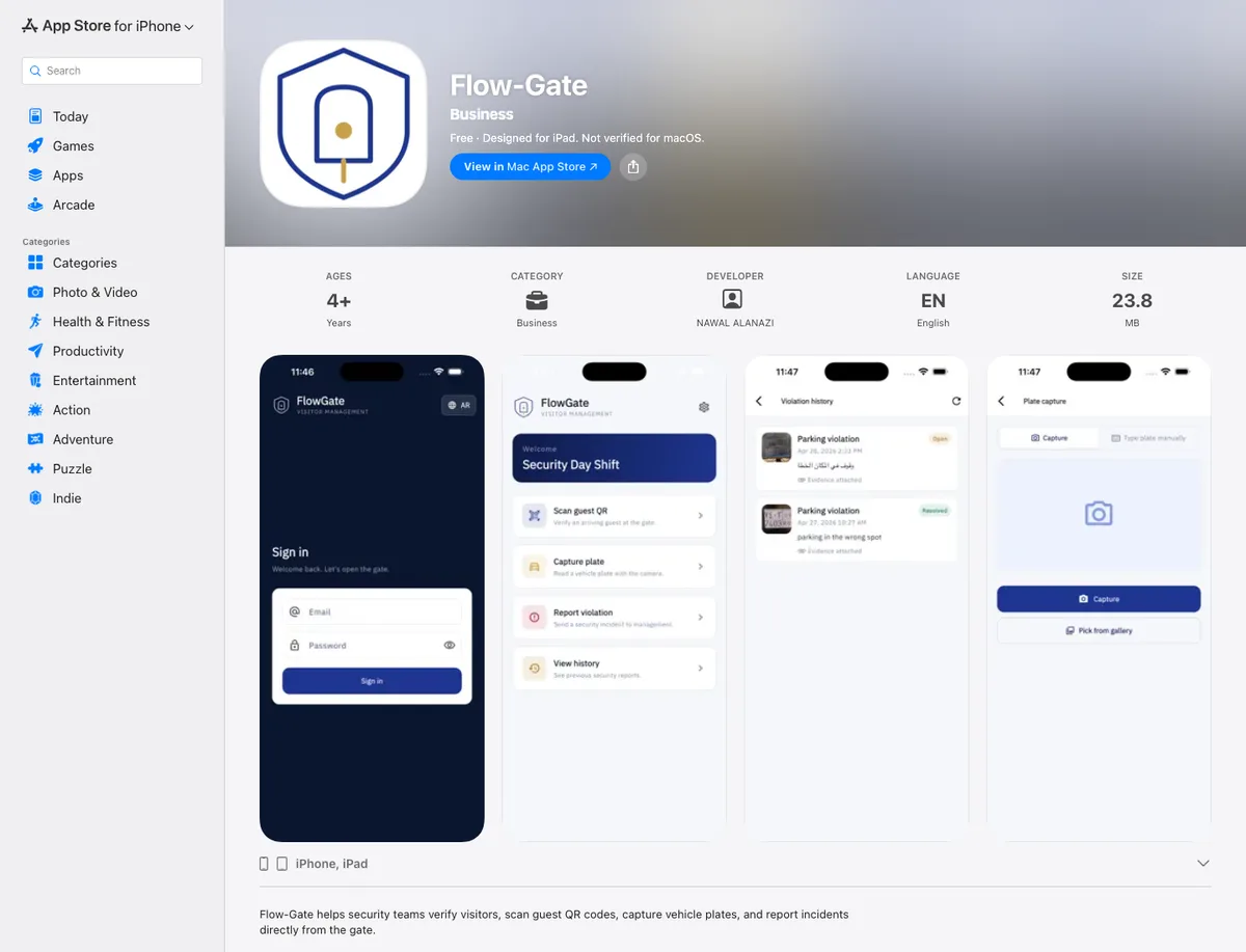 Flow-Gate mobile app screenshot